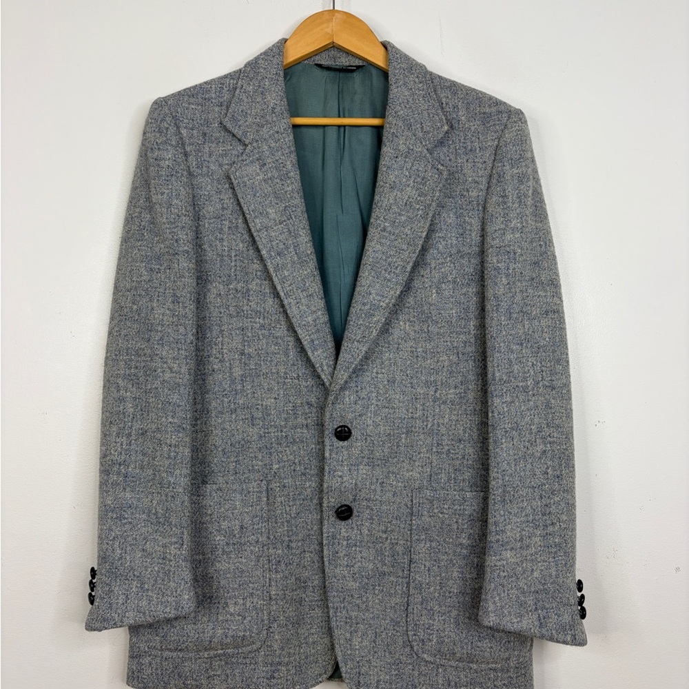 Vintage Harris Tweed Sport Coat Mens 38R Gray Blue Wool Retro Made in Canada - Picture 2 of 14